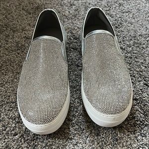 madden girl “Onyxx” clear rhinestone sneaker size 8.5